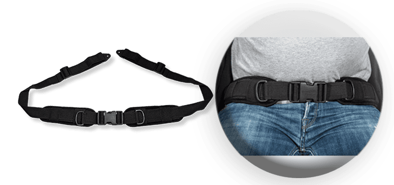 Pelvic belt with 2 fixing points and 2 adjustments
