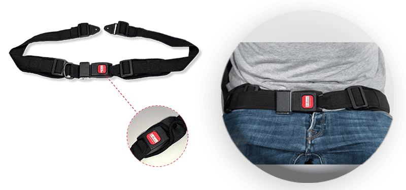 Pelvic belt with 2 fixing points and 2 adjustments